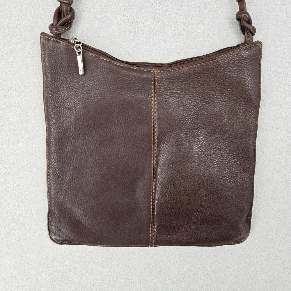 Brown Genuine Leather Crossbody Bag Adjustable Strap Distressed Vintage